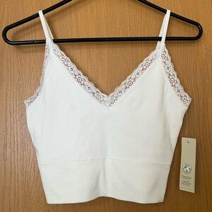 No Boundaries White Lace Trim Camisole